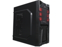DIYPC Solo-T1-R Black USB 3.0 ATX Mid Tower Gaming Computer Case with 2 x Red Fans