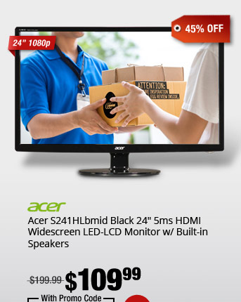 Acer S241HLbmid Black 24" 5ms HDMI Widescreen LED-LCD Monitor w/ Built-in Speakers