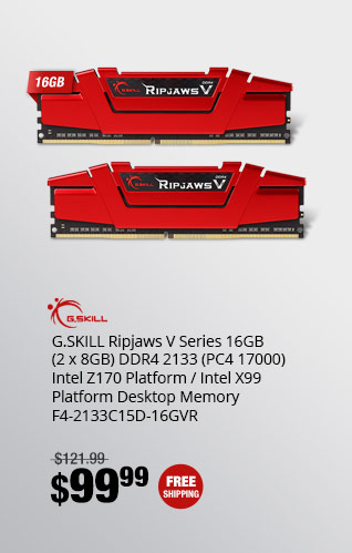 G.SKILL Ripjaws V Series 16GB (2 x 8GB) DDR4 2133 (PC4 17000) Intel Z170 / Intel X99 Desktop Memory F4-2133C15D-16GVR