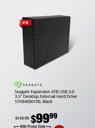 Seagate Expansion 4TB USB 3.0 3.5" Desktop External Hard Drive STEB4000100, Black