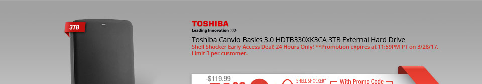 Toshiba Canvio Basics 3.0 HDTB330XK3CA 3TB External Hard Drive