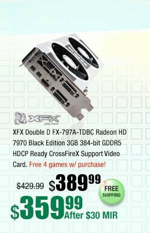 XFX Double D FX-797A-TDBC Radeon HD 7970 Black Edition 3GB 384-bit GDDR5 HDCP Ready CrossFireX Support Video Card