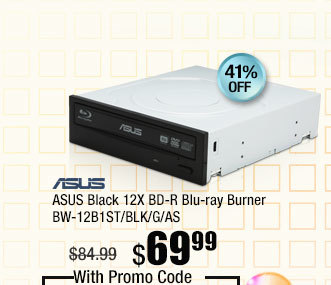 ASUS Black 12X BD-R Blu-ray Burner BW-12B1ST/BLK/G/AS