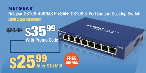 Netgear GS108-400NAS ProSAFE GS108 8-Port Gigabit Desktop Switch
