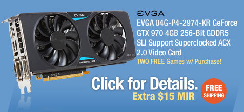 EVGA 04G-P4-2974-KR GeForce GTX 970 4GB 256-Bit GDDR5 SLI Support Superclocked ACX 2.0 Video Card