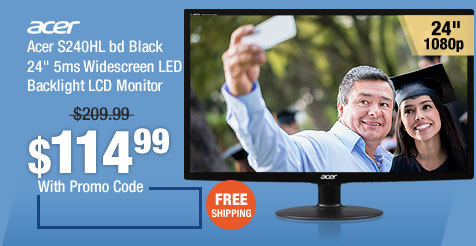 Acer S240HL bd Black 24" 5ms Widescreen LED Backlight LCD Monitor
