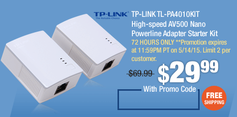 TP-LINK TL-PA4010KIT High-speed AV500 Nano Powerline Adapter Starter Kit
