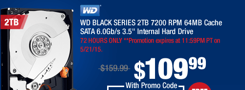 WD BLACK SERIES 2TB 7200 RPM 64MB Cache SATA 6.0Gb/s 3.5" Internal Hard Drive