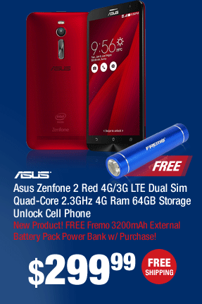 Asus Zenfone 2 Red 4G/3G LTE Dual Sim Quad-Core 2.3GHz 4G Ram 64GB Storage Unlock Cell Phone