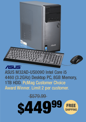 ASUS M32AD-US009O Intel Core i5 4460 (3.2GHz) Desktop PC, 8GB Memory, 1TB HDD