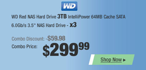 3x - WD Red NAS Hard Drive 3TB IntelliPower 64MB Cache SATA 6.0Gb/s 3.5" NAS Hard Drive