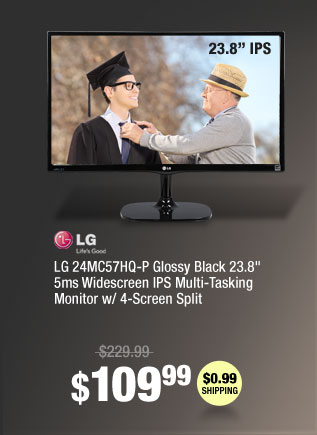 LG 24MC57HQ-P Glossy Black 23.8" 5ms Widescreen IPS Multi-Tasking Monitor w/ 4-Screen Split