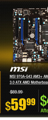 MSI 970A-G43 AM3+ AMD 970 SATA 6Gb/s USB 3.0 ATX AMD Motherboard