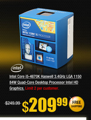 Intel Core i5-4670K Haswell 3.4GHz LGA 1150 84W Quad-Core Desktop Processor Intel HD Graphics