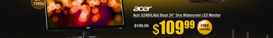 Acer G246HLAbd Black 24" 5ms Widescreen LED Monitor