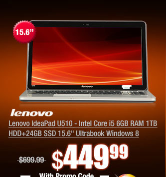 Lenovo IdeaPad U510 - Intel Core i5 6GB RAM 1TB HDD+24GB SSD 15.6" Ultrabook Windows 8