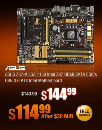 ASUS Z87-A LGA 1150 Intel Z87 HDMI SATA 6Gb/s USB 3.0 ATX Intel Motherboard