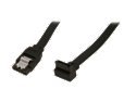 OKGEAR 18" SATA 6 Gbps Cable, Straight to Left Angle W/ Metal Latch, Black