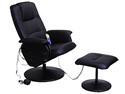 Synthetic Leather Reclining Massage Chair w/ Ottoman - Black 