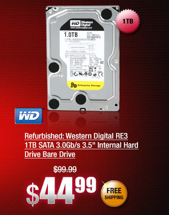 Refurbished: Western Digital RE3 1TB SATA 3.0Gb/s 3.5" Internal Hard Drive Bare Drive