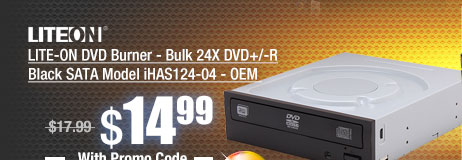 LITE-ON DVD Burner - Bulk 24X DVD+/-R Black SATA Model iHAS124-04 - OEM 