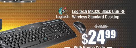 Logitech MK320 Black USB RF Wireless Standard Desktop
