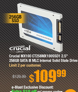 Crucial MX100 CT256MX100SSD1 2.5" 256GB SATA III MLC Internal Solid State Drive