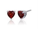 Oravo SE7980 2.00 Carats Garnet Heart Shape Stud Earrings in Sterling Silver