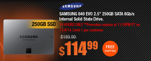 SAMSUNG 840 EVO 2.5" 250GB SATA 6Gb/s Internal Solid State Drive
