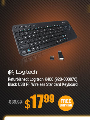 Refurbished: Logitech K400 (920-003070) Black USB RF Wireless Standard Keyboard