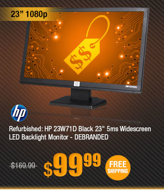 Refurbished: HP 23W71D Black 23" 5ms Widescreen LED Backlight Monitor - DEBRANDED