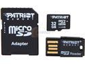 Patriot LX Series 32GB Class 10 Micro SDHC Flash Card Kit With SD &amp; USB 2.0 Adapter