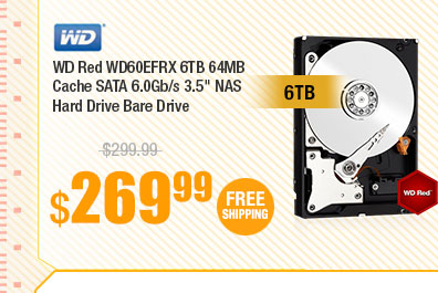 WD Red WD60EFRX 6TB 64MB Cache SATA 6.0Gb/s 3.5" NAS Hard Drive Bare Drive 