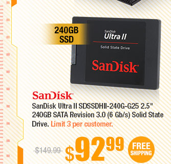 SanDisk Ultra II SDSSDHII-240G-G25 2.5" 240GB SATA Revision 3.0 (6 Gb/s) Solid State Drive