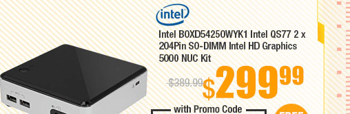 Intel BOXD54250WYK1 Intel QS77 2 x 204Pin SO-DIMM Intel HD Graphics 5000 NUC Kit