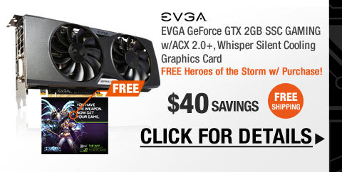 EVGA GeForce GTX 2GB SSC GAMING w/ACX 2.0+, Whisper Silent Cooling Graphics Card