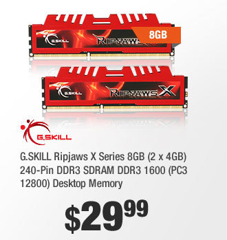 G.SKILL Ripjaws X Series 8GB (2 x 4GB) 240-Pin DDR3 SDRAM DDR3 1600 (PC3 12800) Desktop Memory
