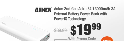 Anker 2nd Gen Astro E4 13000mAh 3A External Battery Power Bank with PowerIQ Technology