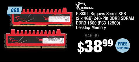 G.SKILL Ripjaws Series 8GB (2 x 4GB) 240-Pin DDR3 SDRAM DDR3 1600 (PC3 12800) Desktop Memory