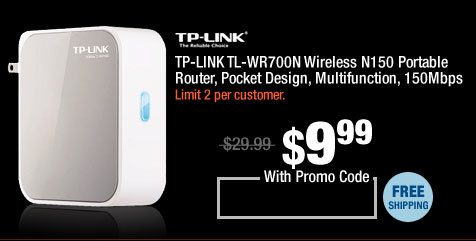 TP-LINK TL-WR700N Wireless N150 Portable Router, Pocket Design, Multifunction, 150Mbps
