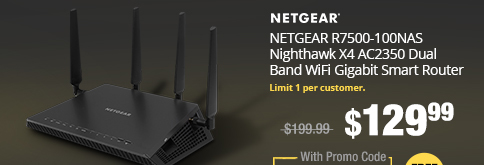 NETGEAR R7500-100NAS Nighthawk X4 AC2350 Dual Band WiFi Gigabit Smart Router 