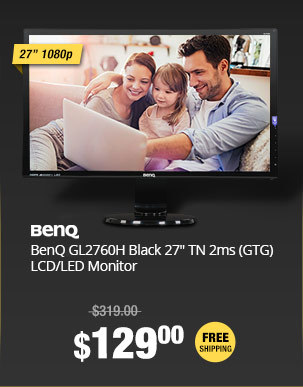 BenQ GL2760H Black 27" TN 2ms (GTG) LCD/LED Monitor, 300 cd/m2 DCR 12,000,000:1 (1000:1), HDMI DVI D-Sub