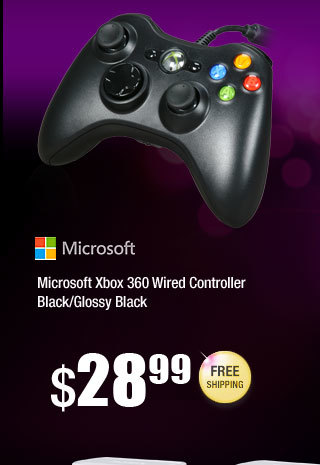 Microsoft Xbox 360 Wired Controller Black/Glossy Black