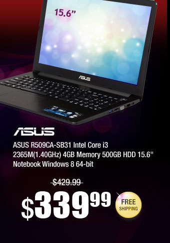 ASUS R509CA-SB31 Intel Core i3 2365M(1.40GHz) 4GB Memory 500GB HDD 15.6" Notebook Windows 8 64-bit 