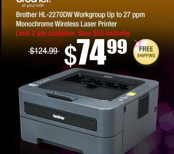 Brother HL-2270DW Workgroup Up to 27 ppm Monochrome Wireless Laser Printer