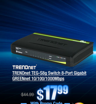 TRENDnet TEG-S8g Switch 8-Port Gigabit GREENnet 10/100/1000Mbps