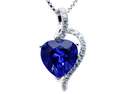 Mabella .925 Sterling Silver 4.10 Cttw (10mm*10mm) Heart Cut Created Blue Sapphire Pendant with 18" Chain