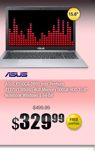 ASUS X550CA-DB91 Intel Pentium 2117U(1.80GHz) 4GB Memory 500GB HDD 15.6" Notebook Windows 8 64-bit 