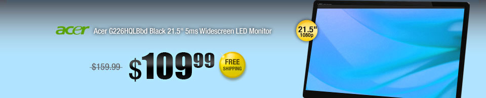 Acer G226HQLBbd Black 21.5" 5ms Widescreen LED Monitor