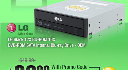 LG Black 12X BD-ROM 16X DVD-ROM SATA Internal Blu-ray Drive - OEM 